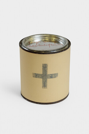 Joseph Beuys - Wirtschaftswert Schleuderhonig (Economic Value Strained Honey), 1979, tin can containing honey, with handwritten addition; stamped in blue (Bluecross)